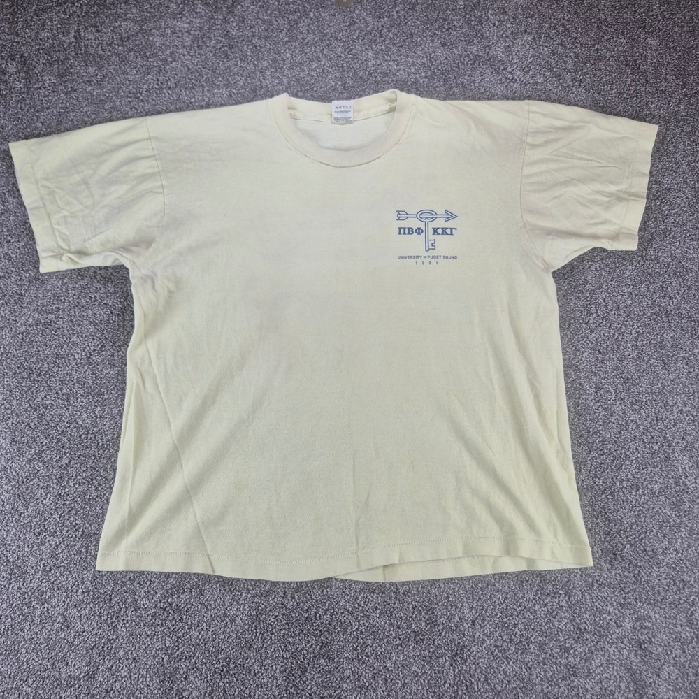 Vintage 1991 Fruit of the Loom T-Shirt Womens XL Yellow University Sorority